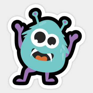 Monster cartoon character with fangs Sticker